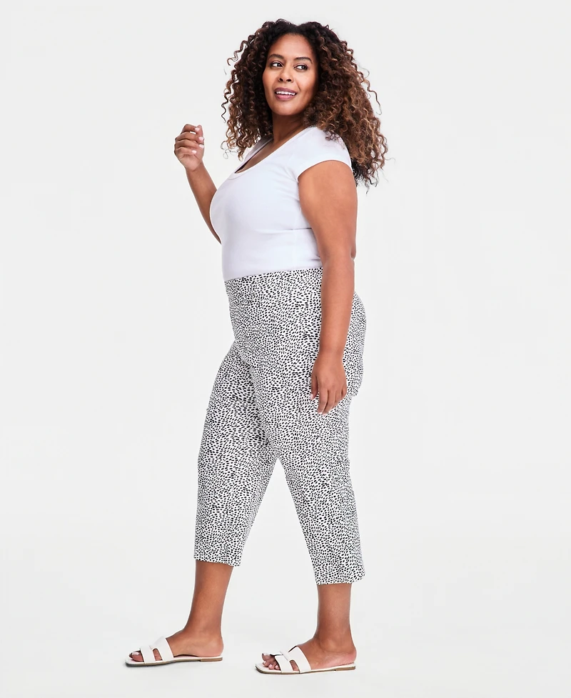 Jm Collection Plus Printed Rivet-Trim Capri Pants, Macy's Exclusive
