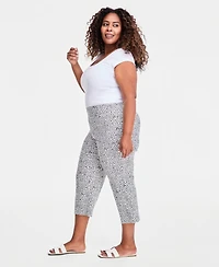 Jm Collection Plus Printed Rivet-Trim Capri Pants, Macy's Exclusive