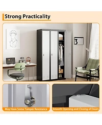 gaomon 71" Metal Locker Cabinet with Hanging Rod & 2 Shelves, Heavy Duty Steel Storage Lockable for Office, School, Gym
