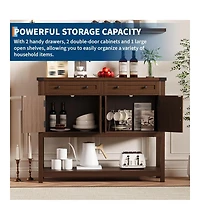 Console Table Buffet Sideboard Sofa Table,with Storage Drawers Cabinets and Bottom Shelf, Farmhouse for Kitchen, Foyer, Brown