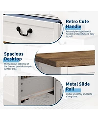 gaomon 9 Farmhouse Dresser with Charging Station & Metal Handle, Wooden Tv Stand with Dressers, 9 Drawer Dressers for Bedroom Living Room Enterway