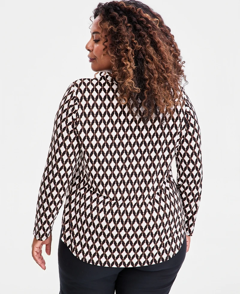 Jm Collection Plus Zip-Pocket V-Neck Long-Sleeve Top, Macy's Exclusive