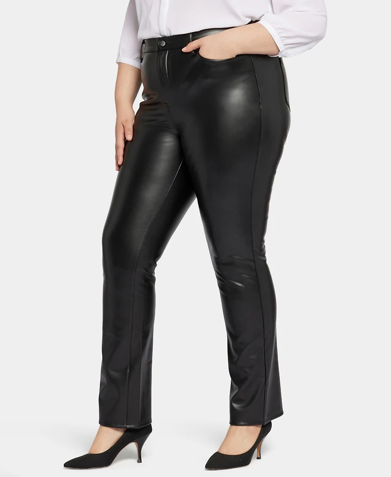 Nydj Plus Faux Leather Marilyn Straight Pants
