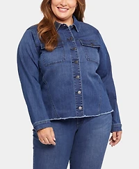 Nydj Plus Frayed Hem Denim Jacket