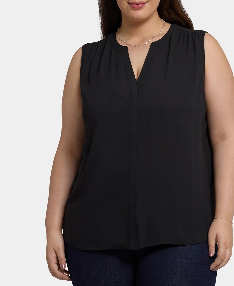 Nydj Plus Sleeveless Pintuck Blouse