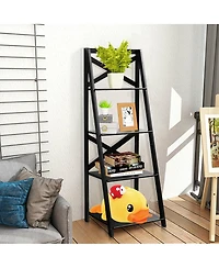 Costway 4-Tier Ladder Shelf Bookshelf Bookcase Storage Display Leaning Home Office Decor