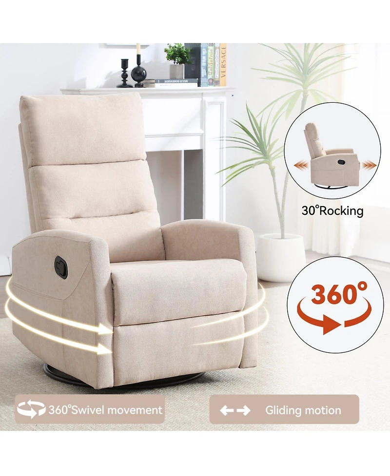 Boyel Living Manual Recliner Chair with Rocker and Swivel Fabric for Room