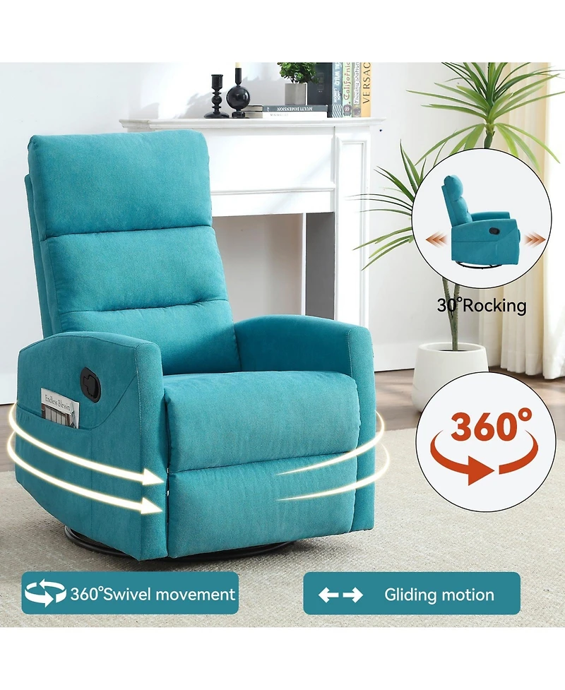 Boyel Living Manual Recliner Chair with Rocker and Swivel Fabric for Room