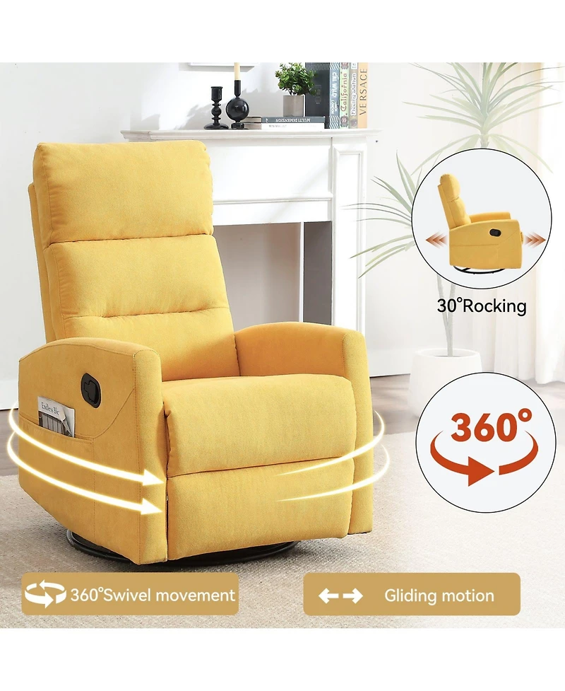 Boyel Living Manual Recliner Chair with Rocker and Swivel Fabric for Room