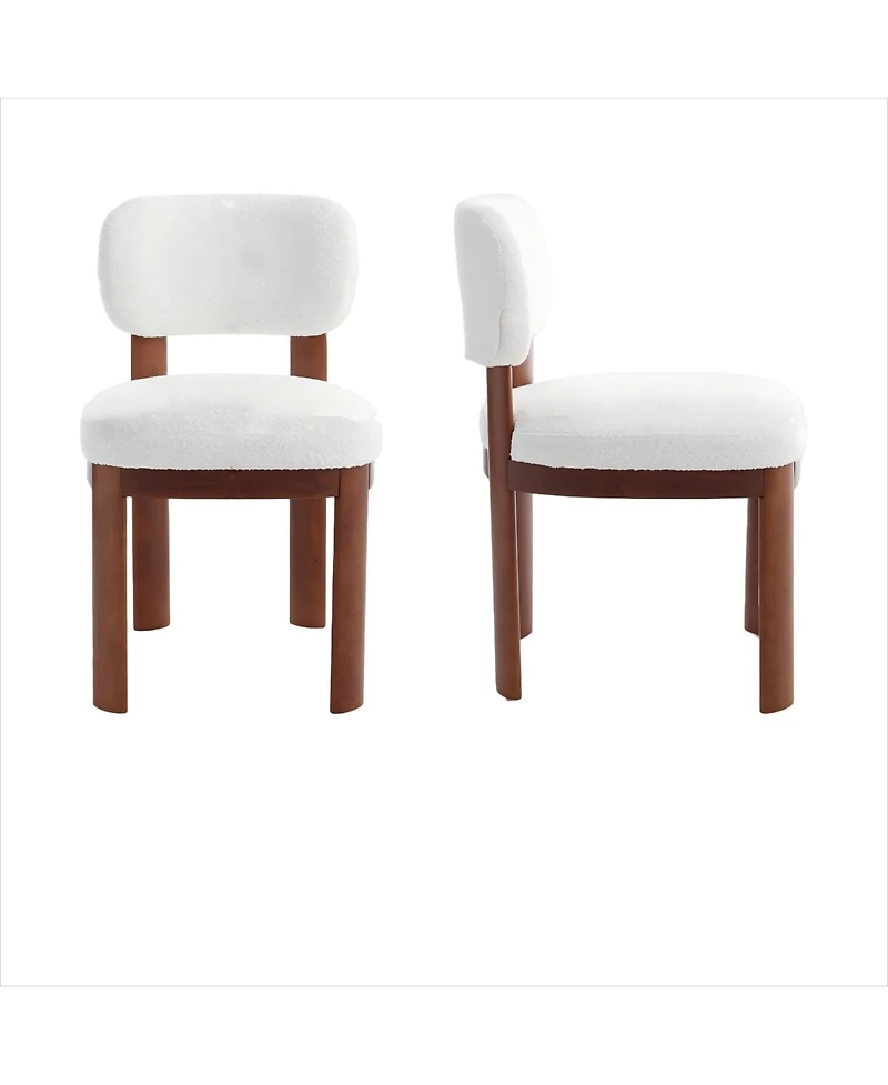 Boyel Living Set of 2 Farmhouse Wooden Dining Chairs 22.05" Fabric Upholstered with Rubberwood Legs