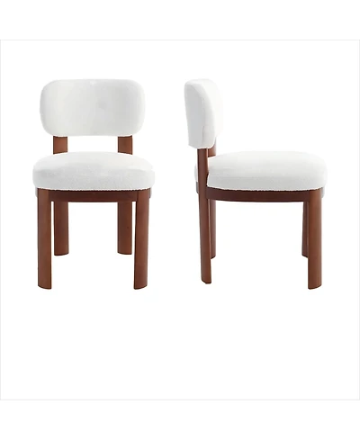 Boyel Living Set of 2 Farmhouse Wooden Dining Chairs 22.05" Fabric Upholstered with Rubberwood Legs