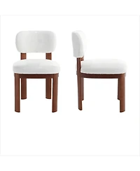 Boyel Living Set of 2 Farmhouse Wooden Dining Chairs 22.05" Fabric Upholstered with Rubberwood Legs