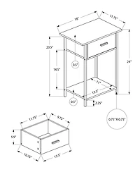 Lovmor Accent Table, 2 Tier, End, Lamp, Living Room, Side Table, Storage Drawer, Small, Cream Stone Laminate, Black Metal, Contemporary