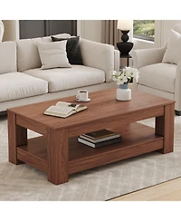 Streamdale Furniture Walnut coffee table, double-layered, Mdf, suitable for living room, bedroom, study.