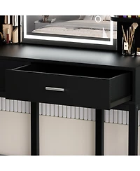 Aheaplus Makeup Vanity with Mirror and Lights, Table Drawers
