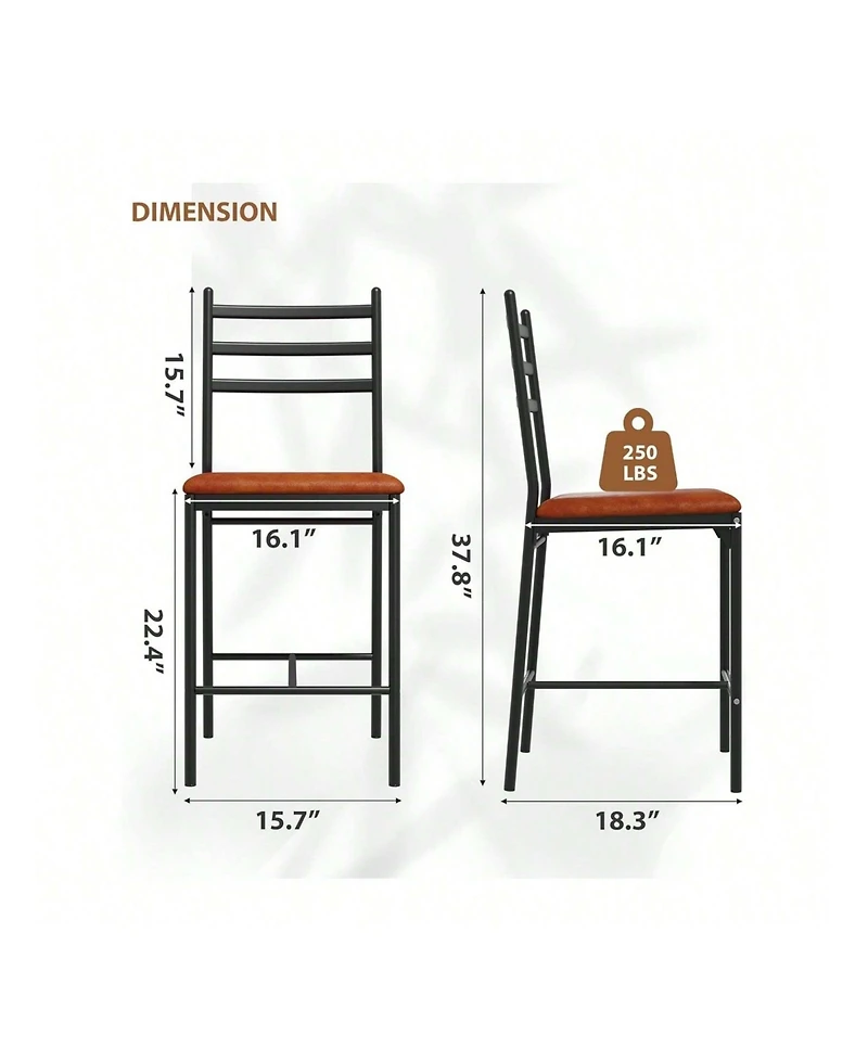 gaomon Home Bar Stools Set Of 2/4, Faux Leather Bar Chair With Back, Thick Cushion, Upholstered Counter Height Bar Stools, Footrest For Counter Bar