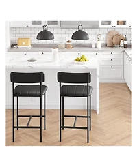 Gaomon Bar Stools Set Of 2, Counter Height Bar Stools With Footrest, Pu Leather Kitchen Barstools, Bar Chairs For Kitchen Island