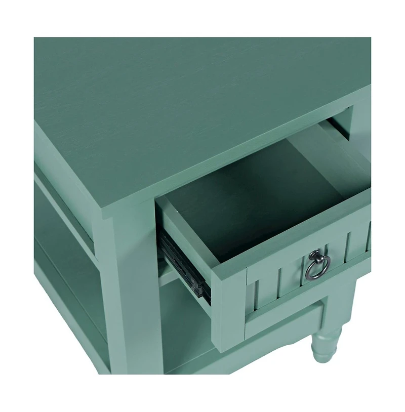 Jofran Westport Modern Farmhouse Chairside End Table with Storage Shelf