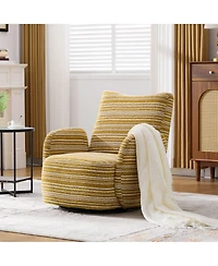 Boyel Living Modern 360° Swivel Leisure Chair Fabric Striped Armrest Swivel Chair for Living Room, Balcony and Bedroom