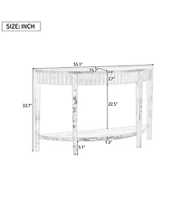 Lovmor Mirod 55'' Elegant Half-Moon Entryway Table with Wood Veneer and Open Shelf – A Refined Accent Piece for Hallways or Foyers