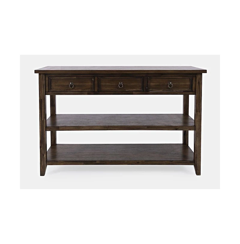 Jofran Bakersfield Mission Style Sofa Table with Three Drawers