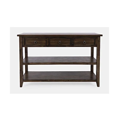 Jofran Bakersfield Mission Style Sofa Table with Three Drawers