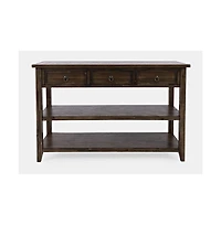 Jofran Bakersfield Mission Style Sofa Table with Three Drawers