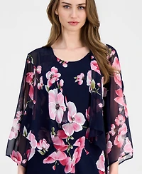 Robbie Bee Women's Floral Chiffon Jacket Dress