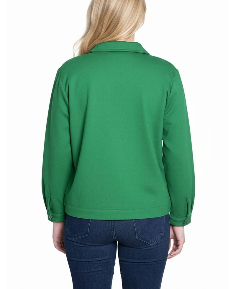 Ny Collection Petite Long Sleeve Ponte Cropped Jacket