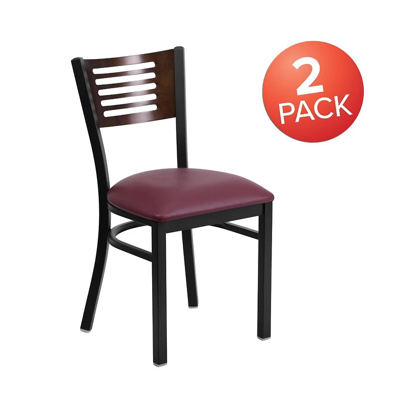 Emma+Oliver 2 Pack Decorative Slat Back Metal Restaurant Chair
