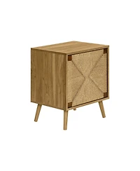 Lovmor Accent Table, End, Storage, Small, Side, Living Room, Lamp, Light Walnut Laminate, Seagrass, Modern