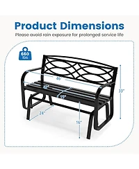 Costway 2-Person Outdoor Glider Bench with Metal Frame Armrests Geometric Backrest