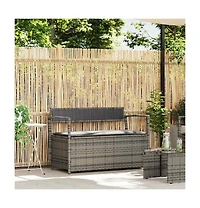 vidaXL Garden Storage Bench with Cushion Grey Poly Rattan