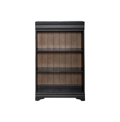 Liberty Furniture Meritage 48 Inch Bookcase for Home Office - Aged Charcoal w/ Rub Thru & Caramel