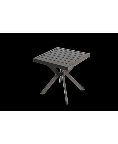 Lovmor Cast Aluminum Outdoor Side Table, Rust & Uv Resistant, Antique Cross-Weave Design, Durable Patio End Table