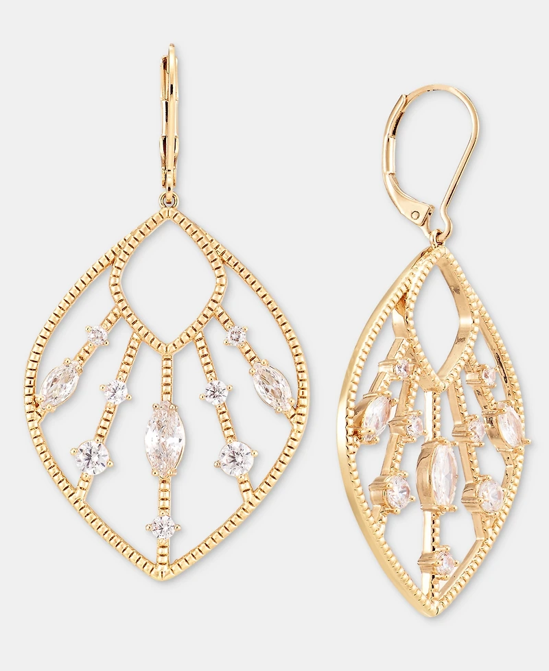 Anne Klein Cubic Zirconia Openwork Navette Drop Earrings