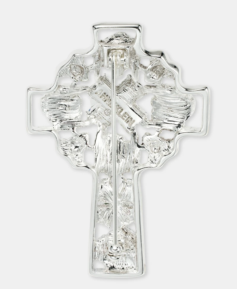Anne Klein Crystal & Stone Floral Cross Pin