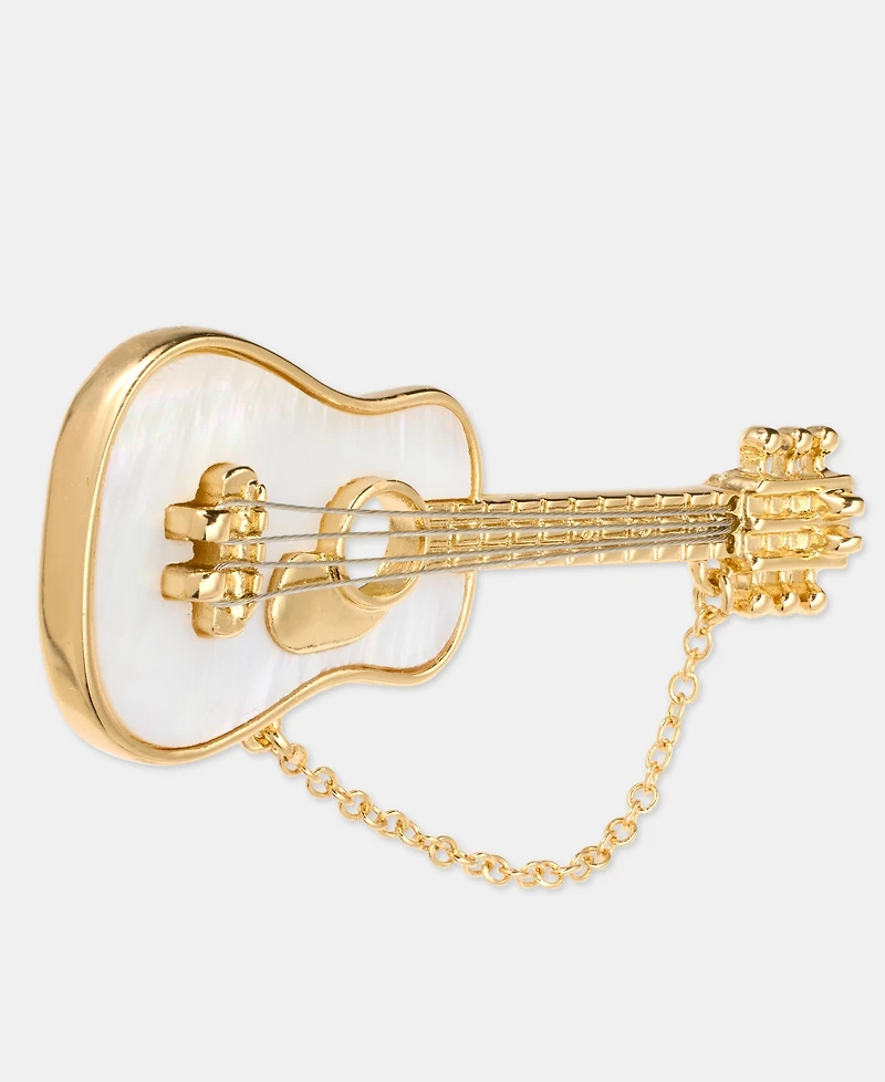 Anne Klein Mother-of-Pearl & Cup Chain Guitar Pin