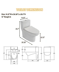 Casainc-One-Piece Dual Flush 1.1/1.6 Gpf Elongated Bathroom Fixture Comfort Seat Height, Soft-Close Seat,Glazed Surface