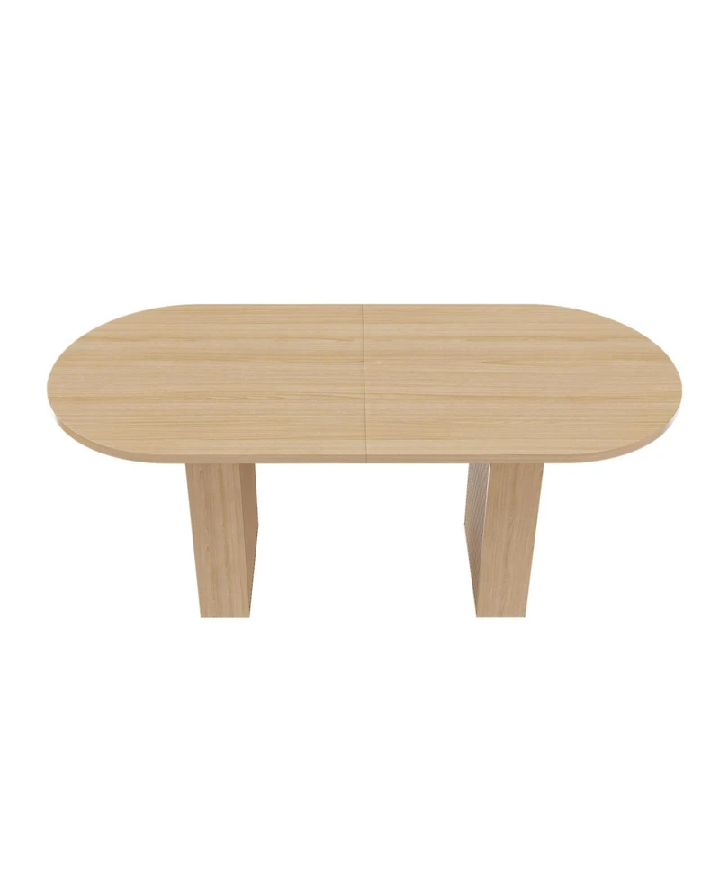 Streamdale Furniture Oval Farmhouse Dining Table, 62.9 Inch, Natural Finish