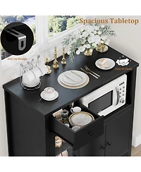 gaomon Storage Cabinet with Adjustable Shelves & Microwave Stand, Buffet Sideboard with Drawer