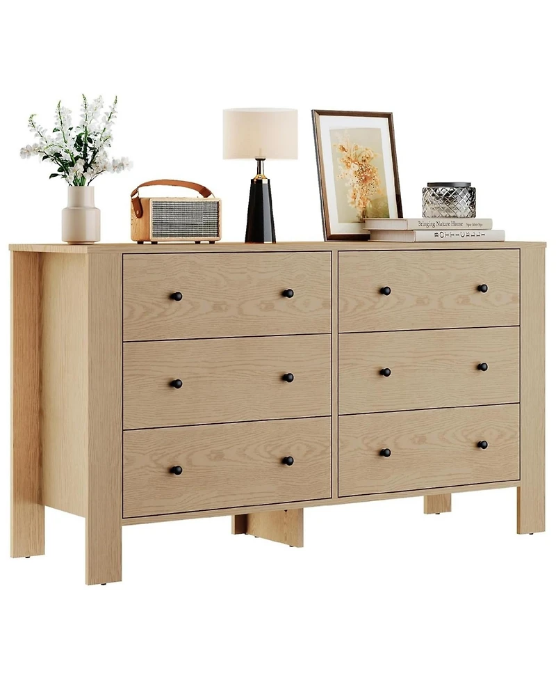 Gaomon 6 Drawer Dresser for Bedroom, Modern Wide Dresser Organizer with Storage Drawers