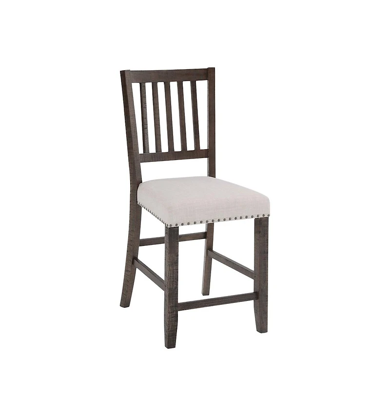 Jofran Willow Creek Distressed Slatback Upholstered Counter Stool (Set of 2