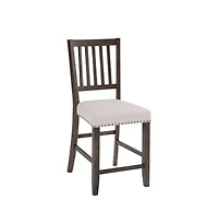 Jofran Willow Creek Distressed Slatback Upholstered Counter Stool (Set of 2