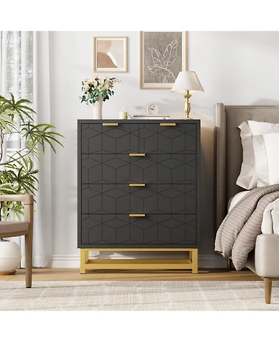 Gaomon 5 Drawer Dresser for Bedroom, Chest of Drawers with Metal Base, Modern Cabinet Organizer