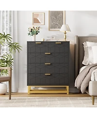 Gaomon 5 Drawer Dresser for Bedroom, Chest of Drawers with Metal Base, Modern Cabinet Organizer