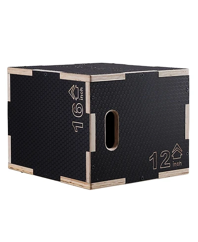 Sugfit 3-in-1 Plyo Jump Box 16/14/12" Wooden Agility Training Box