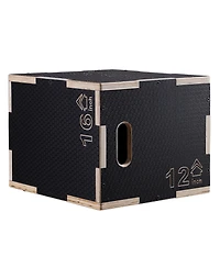 Sugfit 3-in-1 Plyo Jump Box 16/14/12" Wooden Agility Training Box