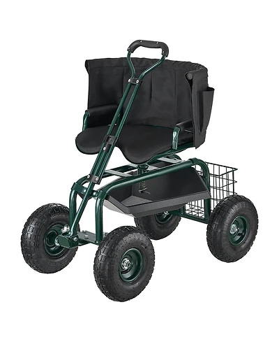 Sugfit Adjustable Garden Stool with 360° Swivel Seat & Ergonomic Backrest