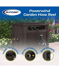 Suncast 150 Foot Slide Trak Outdoor Garden Water Hose Hideaway for Patio, Java